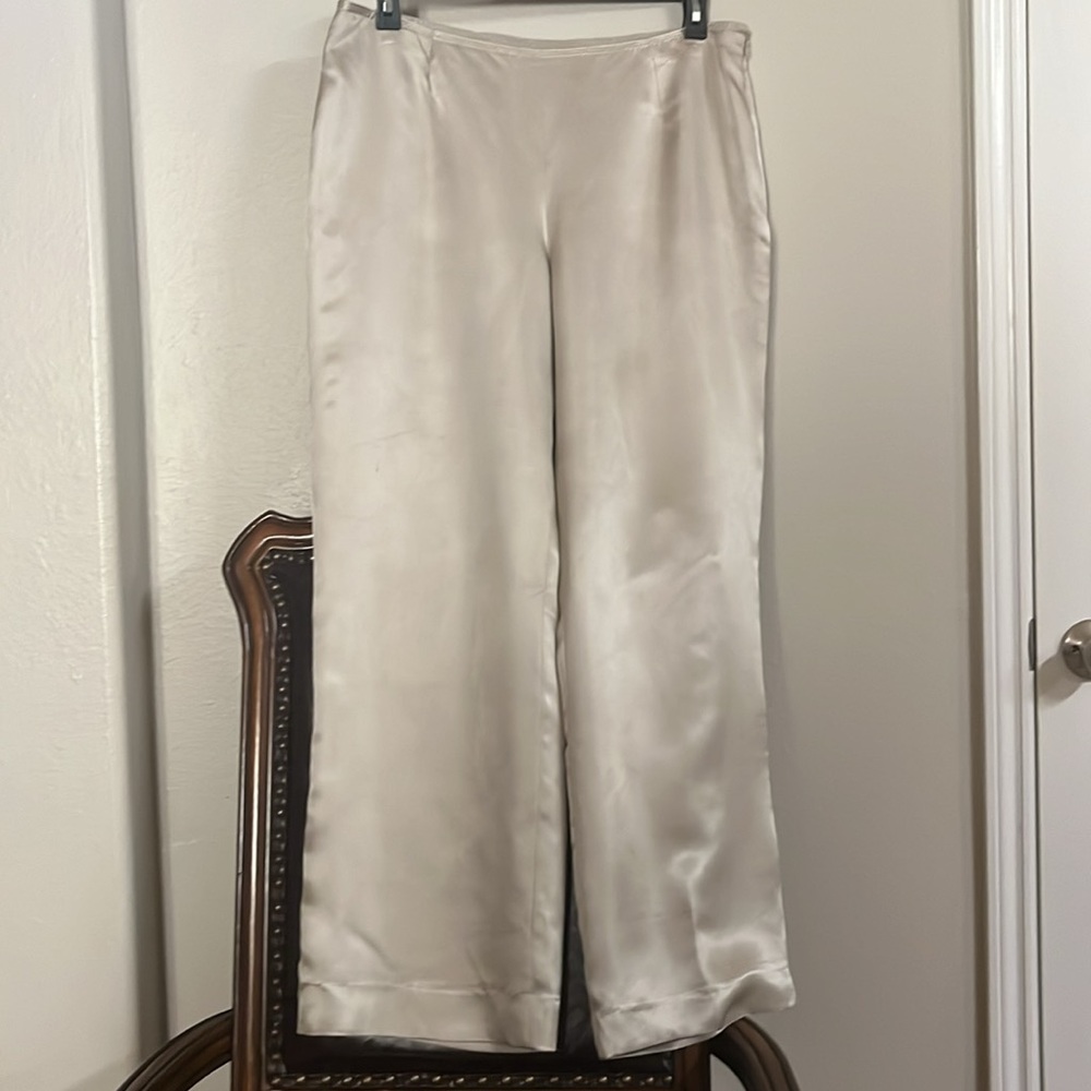 Emanuel Emanuel Ungaro pants light beige,100% Silk size 16